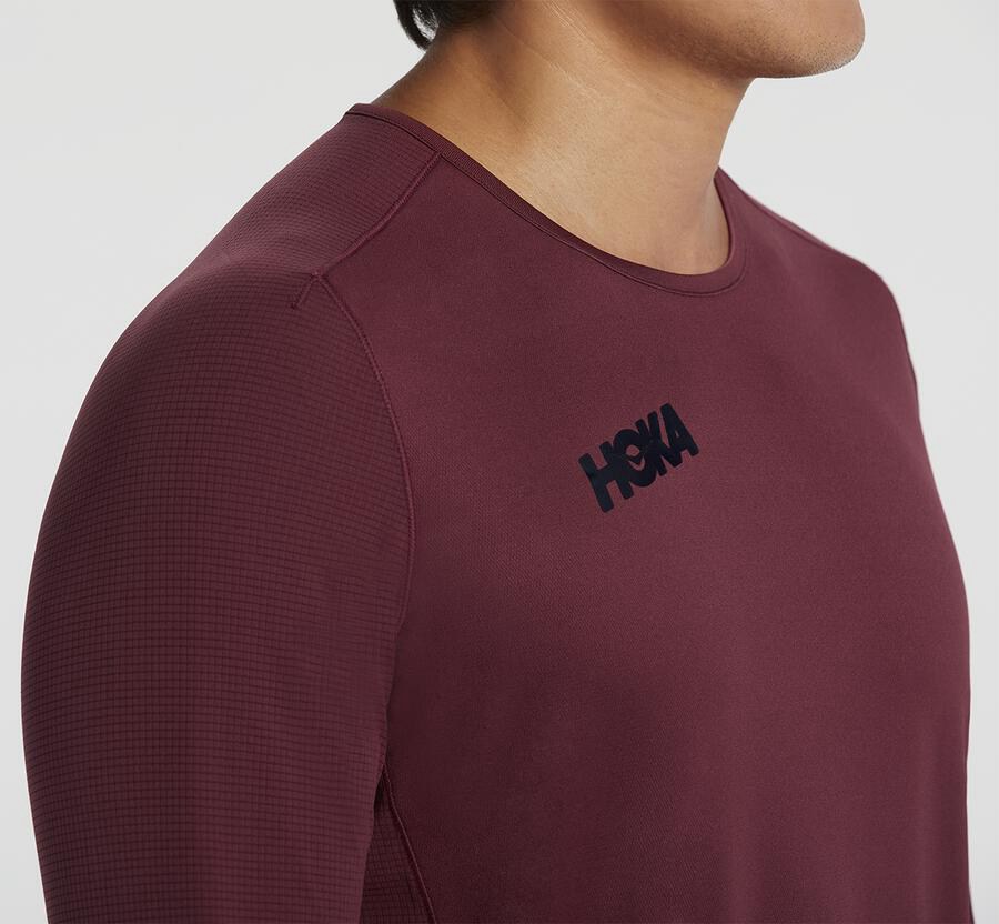 Hoka One One Top Panske Hnede - Performance Dlho Sleeve - 75230-WNJK